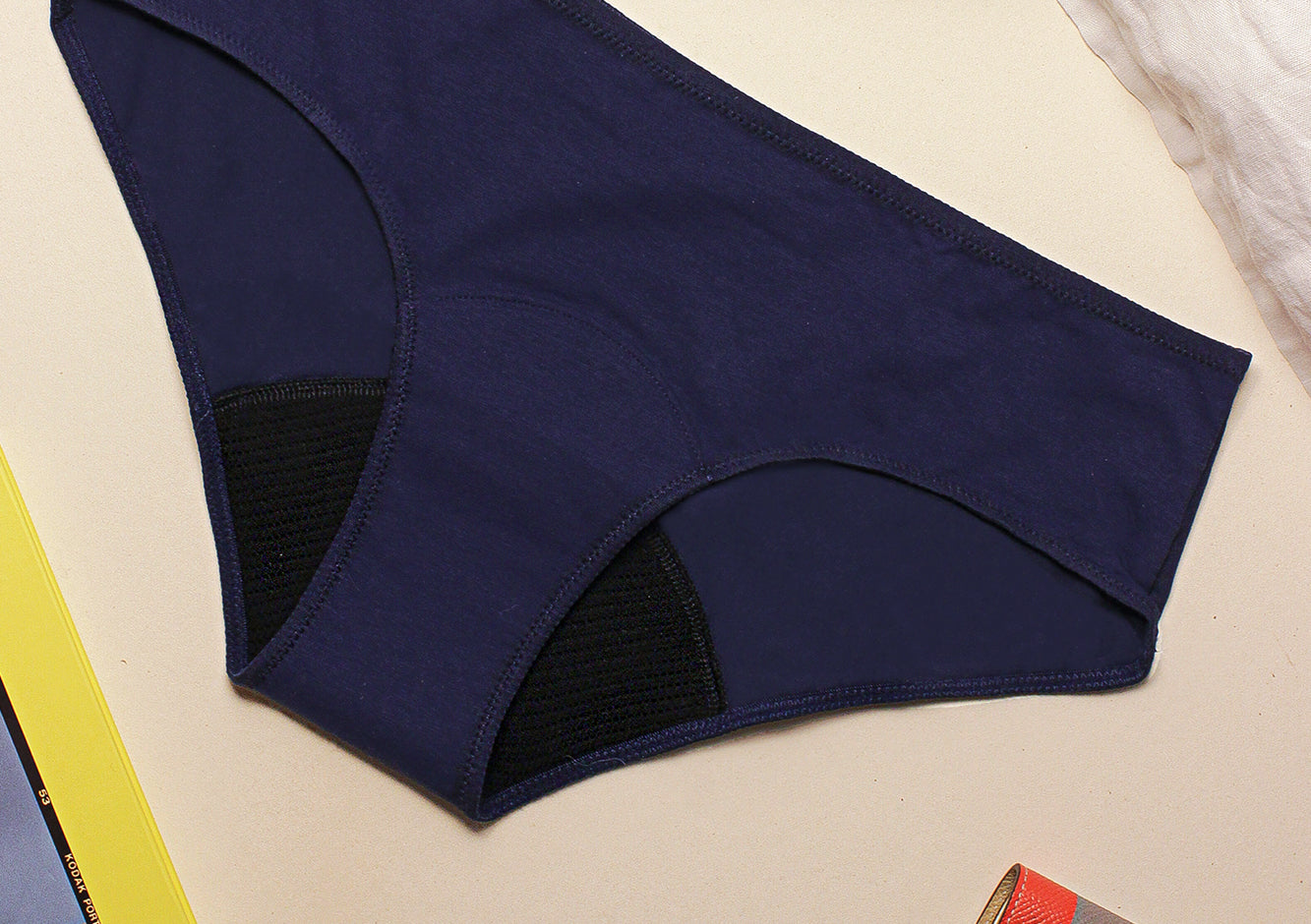 Nina bleu - culotte menstruelle shorty coton - Blooming