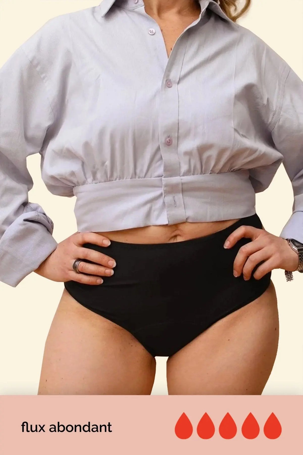 Super Romy Noire - culotte de règle taille haute flux abondant en coton