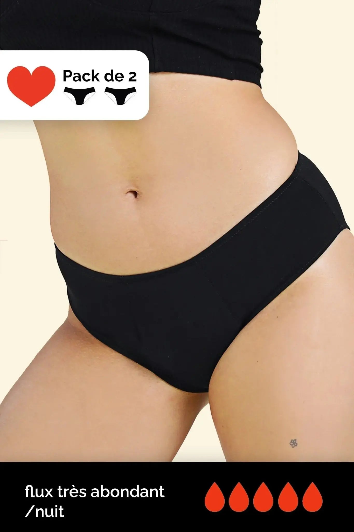 Lune Nuit Noire Pack de 2 - Culotte de règles pour flux très abondant BLOOMING meilleure culotte menstruelle