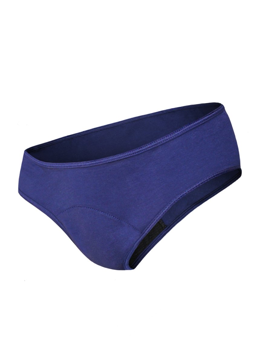 Culotte menstruelle douce, confortable, absorbante bleue Made in